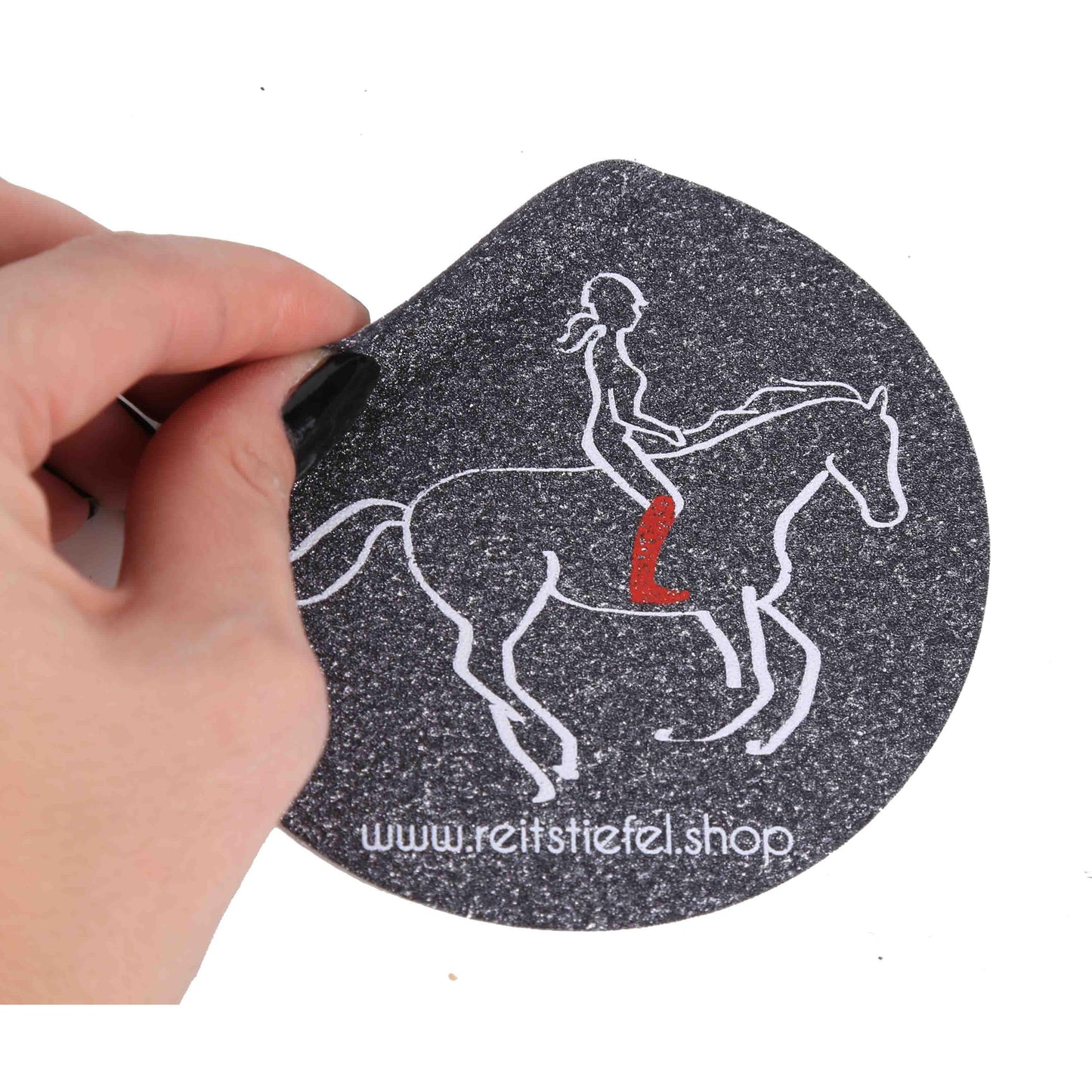 Glitzersticker "Reitstiefel Shop"